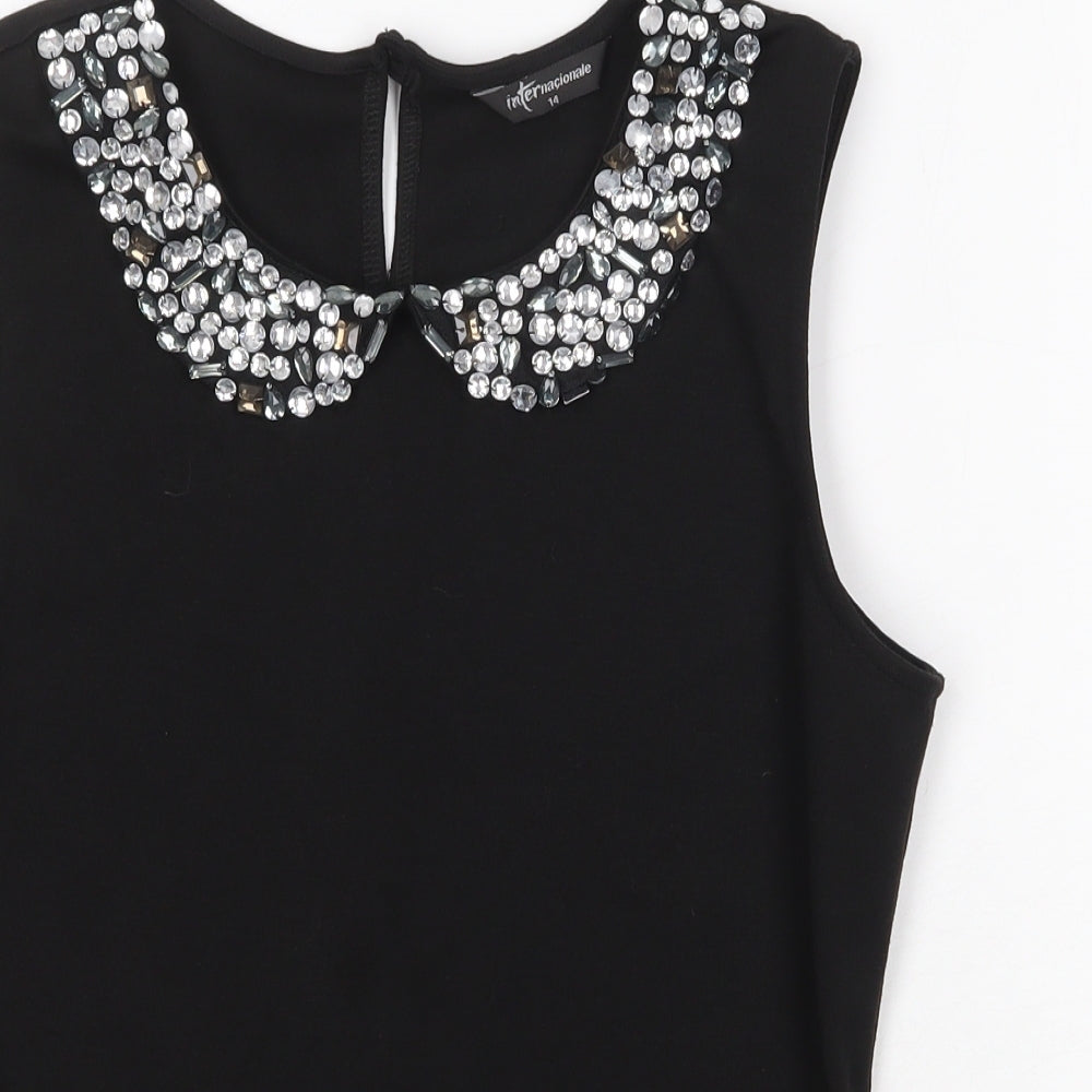 Internacionale Womens Black Polyester Basic Tank Size 14 Round Neck