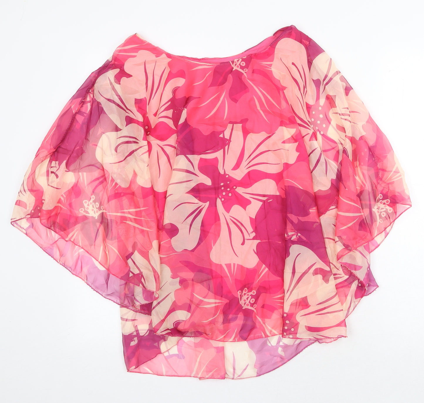Preworn Womens Pink Geometric Viscose Basic Blouse Size S Round Neck