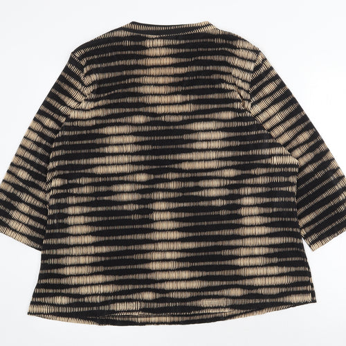 Bonmarché Womens Gold Geometric Polyester Basic T-Shirt Size L V-Neck