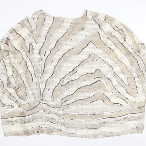 Trois Ka Womens Beige Geometric Polyester Basic Blouse Size XL V-Neck