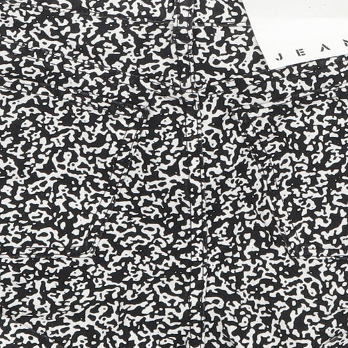 American Apparel Womens Black Animal Print Cotton Hot Pants Shorts Size 26 in Regular Zip