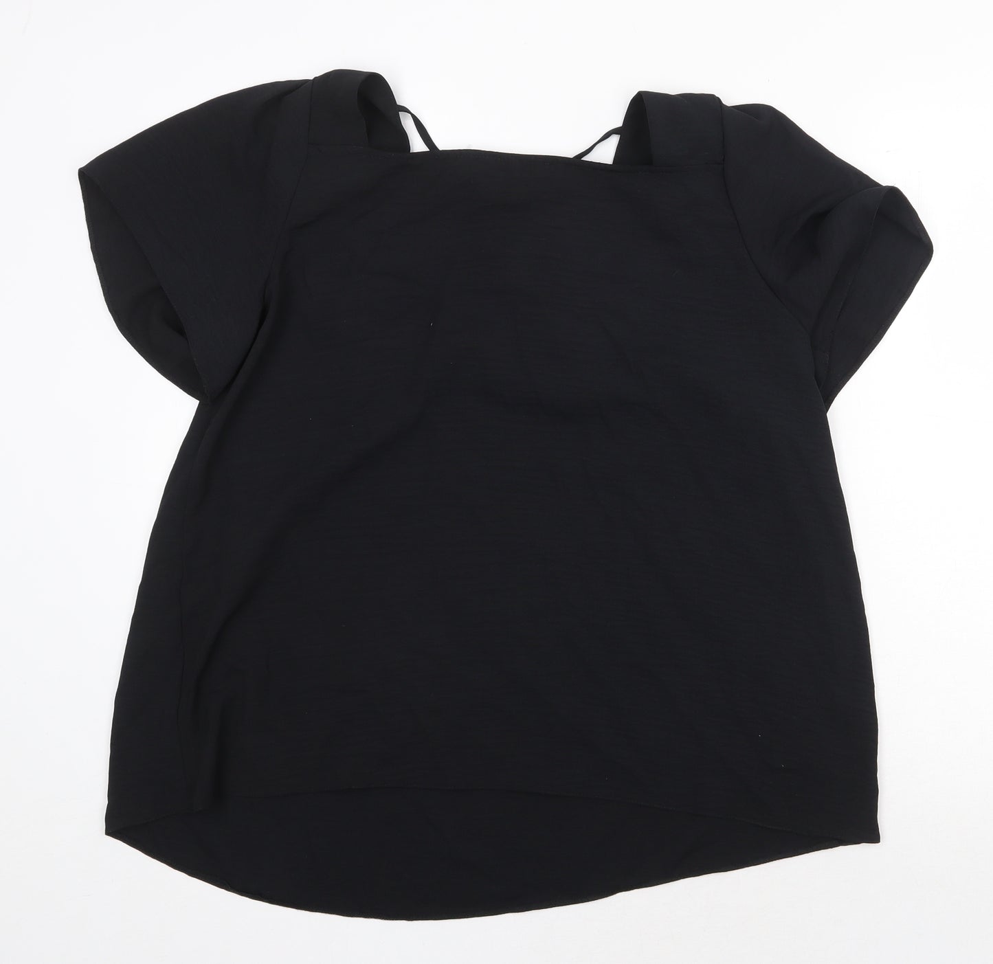 Maison de Nimes Womens Black Polyester Basic T-Shirt Size L Square Neck