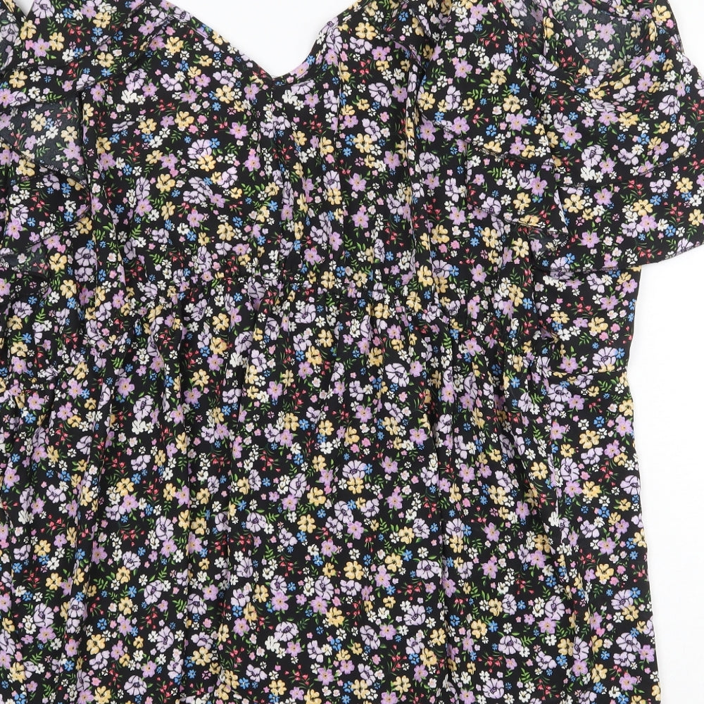 Yours Womens Multicoloured Floral Viscose Basic Blouse Size 26 V-Neck - Cold Shoulder