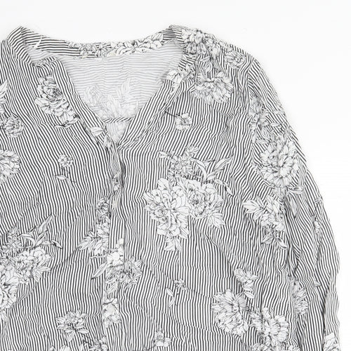 Matalan Womens White Geometric Viscose Basic Blouse Size 18 V-Neck