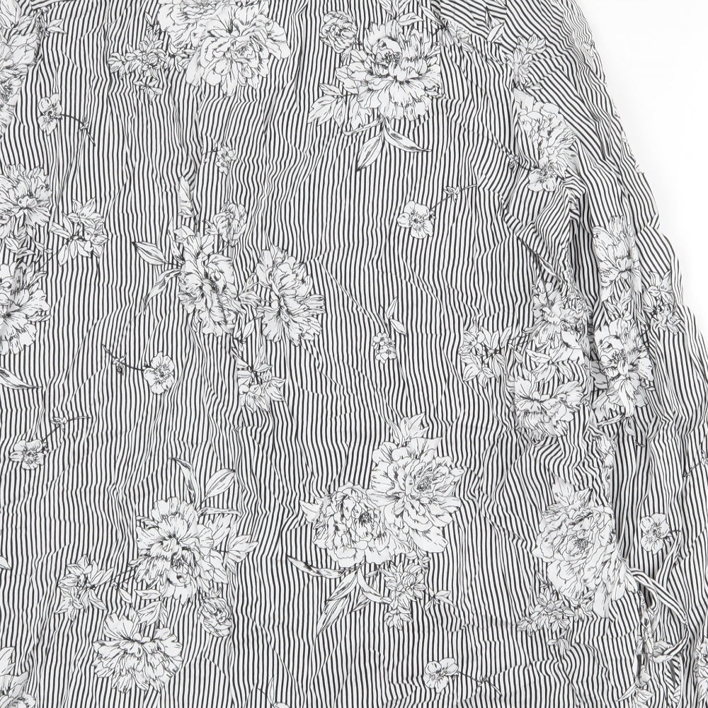 Matalan Womens White Geometric Viscose Basic Blouse Size 18 V-Neck