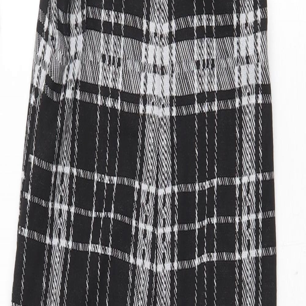 Fashionova Womens Black Plaid Polyester Jumpsuit One-Piece Size S Zip