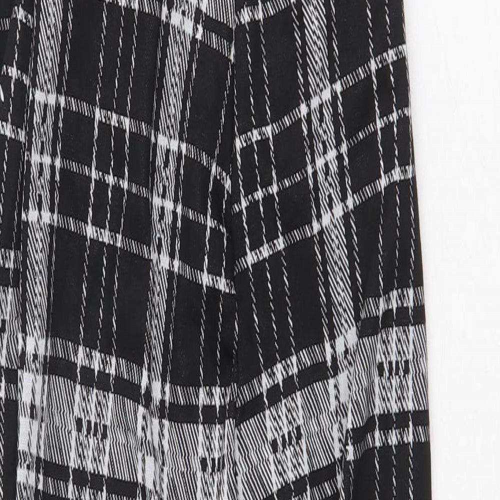 Fashionova Womens Black Plaid Polyester Jumpsuit One-Piece Size S Zip