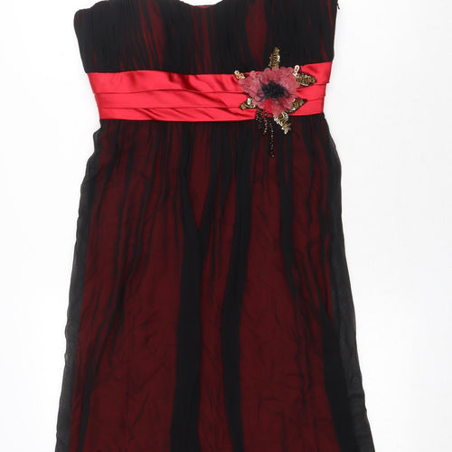 Libra Womens Black Silk A-Line Size 10 Sweetheart Zip - Brooch