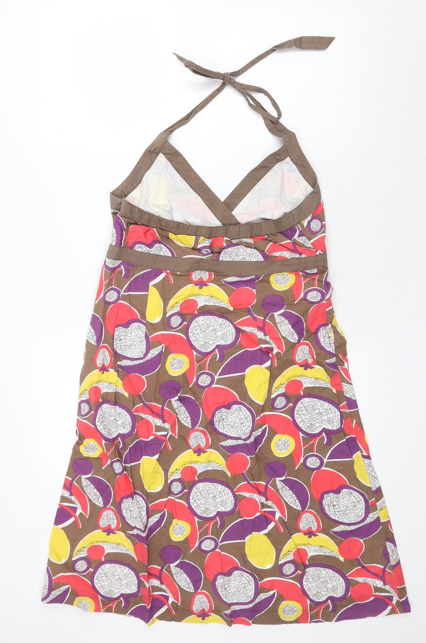 Boden Womens Multicoloured Geometric 100% Cotton A-Line Size 12 Halter Zip