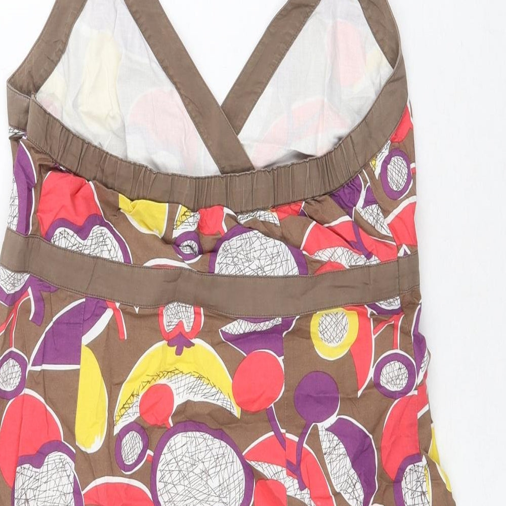 Boden Womens Multicoloured Geometric 100% Cotton A-Line Size 12 Halter Zip
