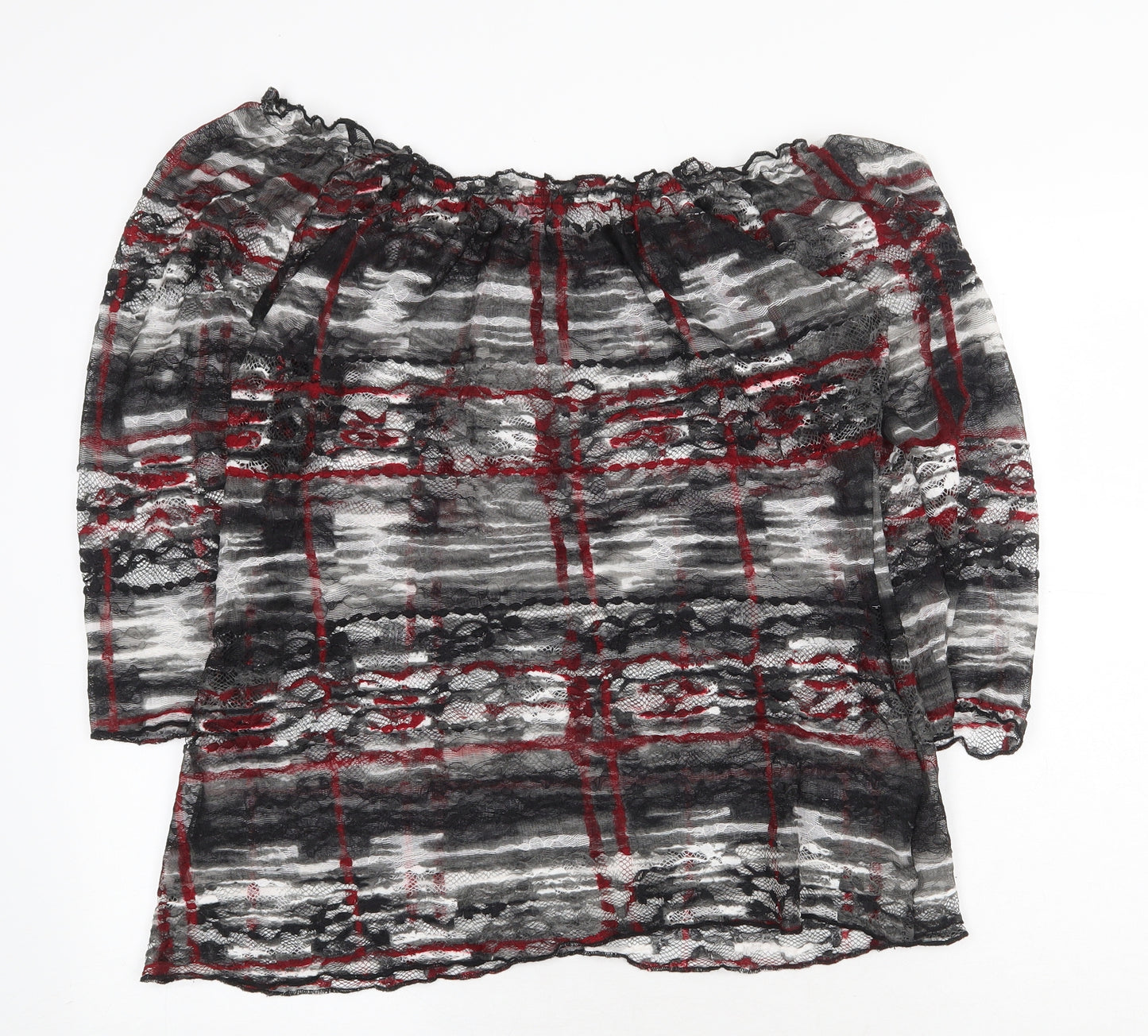 Per Una Womens Grey Geometric Polyester Basic Blouse Size 18 Off the Shoulder