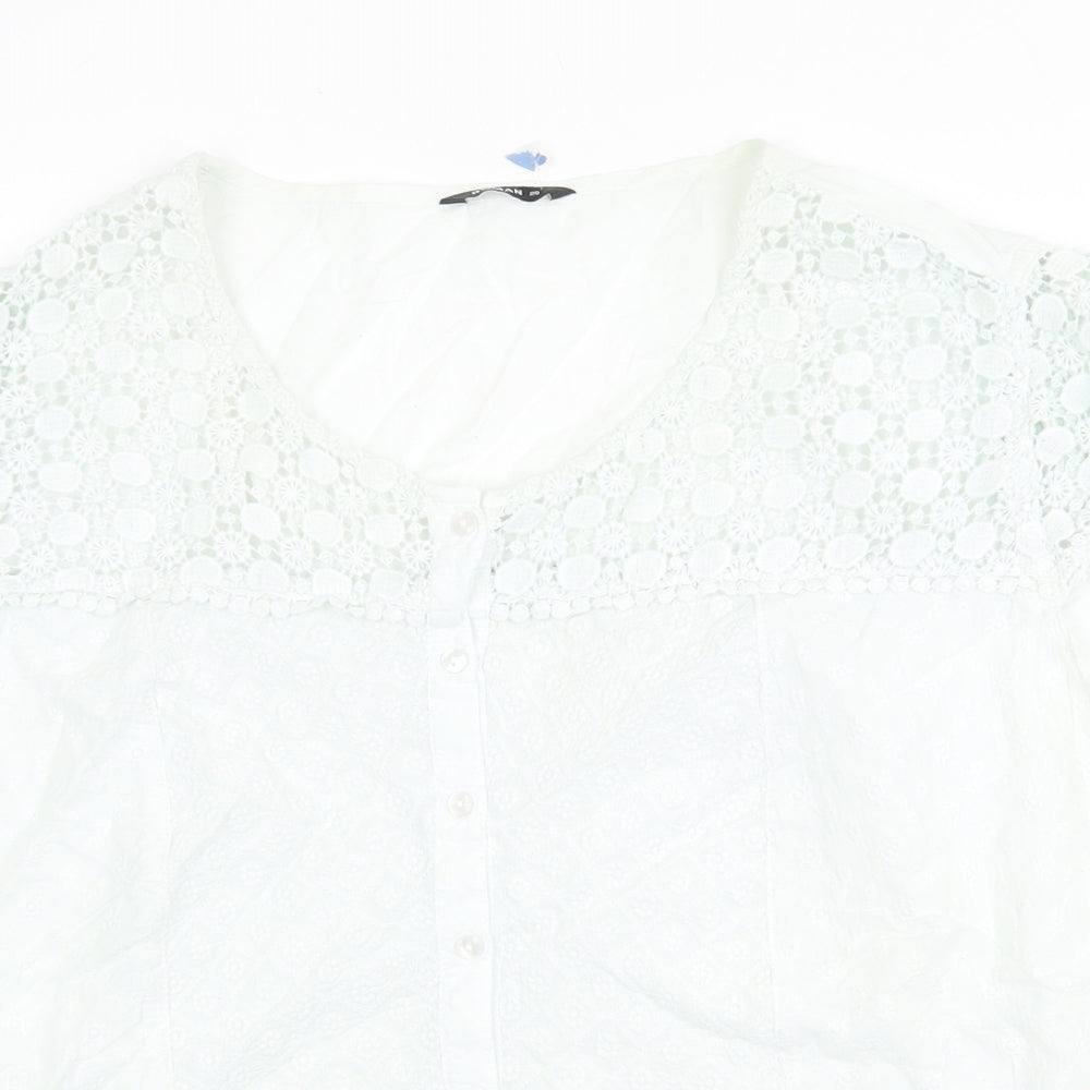 Roman Womens Green 100% Cotton Basic Blouse Size 20 Scoop Neck