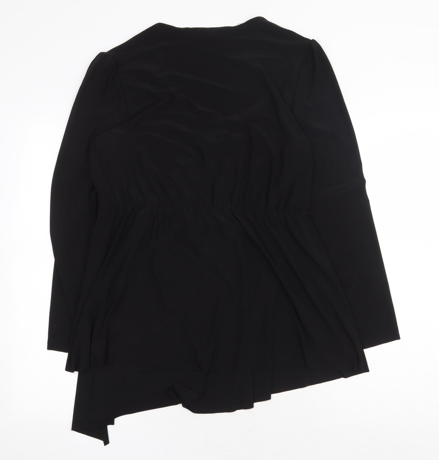 Woman Womens Black Polyester Skater Dress Size 10 V-Neck Tie