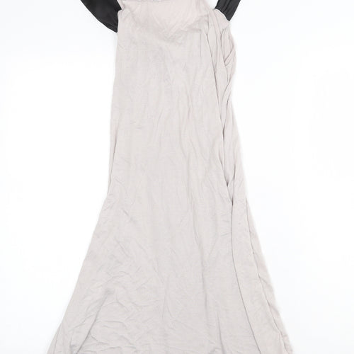 Mise Womens Grey Polyester Trapeze & Swing Size 8 Scoop Neck Pullover