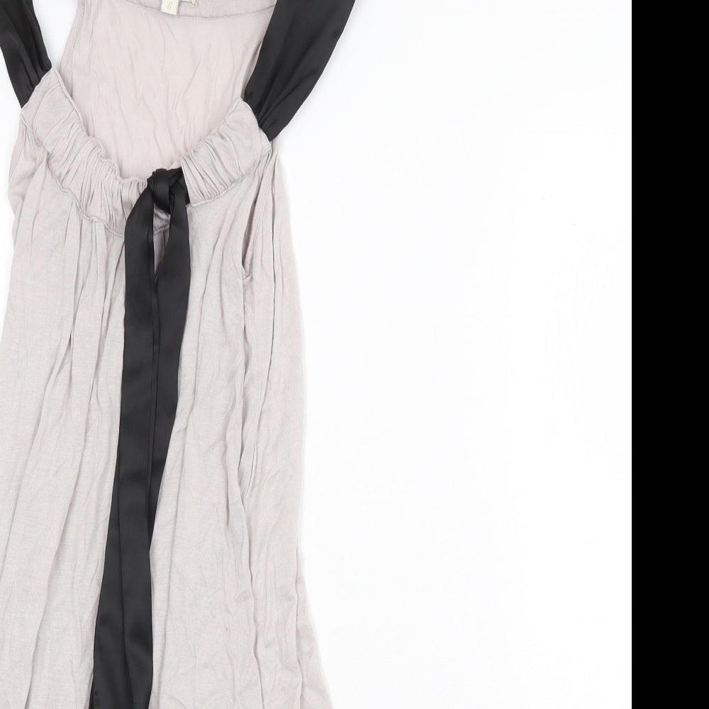 Mise Womens Grey Polyester Trapeze & Swing Size 8 Scoop Neck Pullover