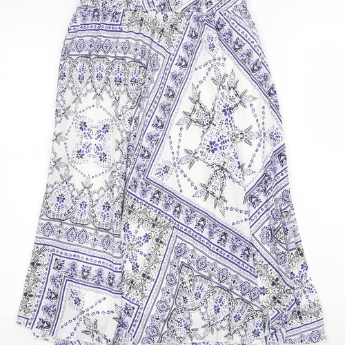H&M Womens Blue Geometric Polyester A-Line Skirt Size 8