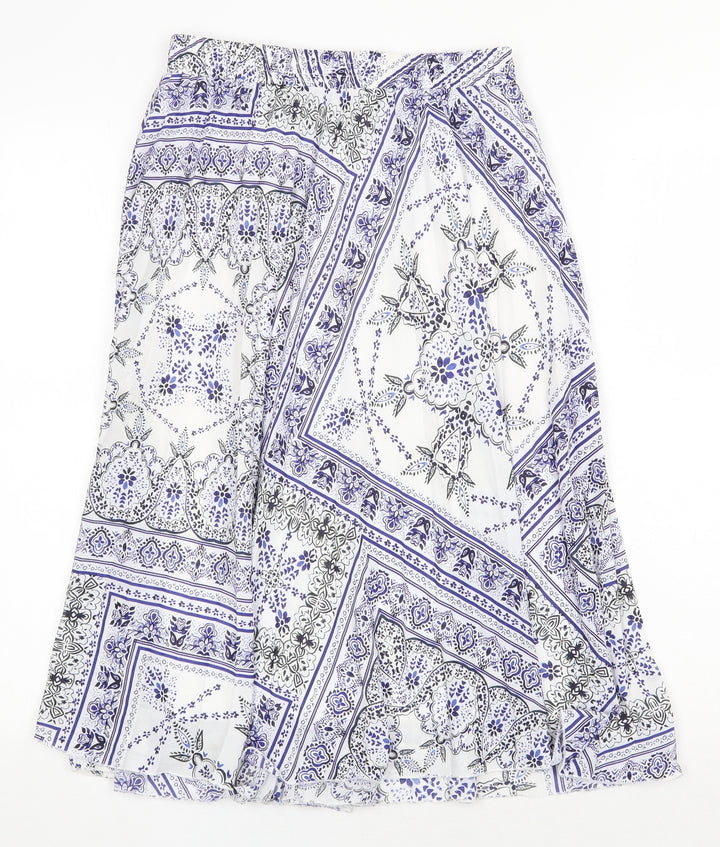 H&M Womens Blue Geometric Polyester A-Line Skirt Size 8