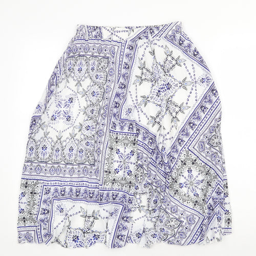 H&M Womens Blue Geometric Polyester A-Line Skirt Size 8