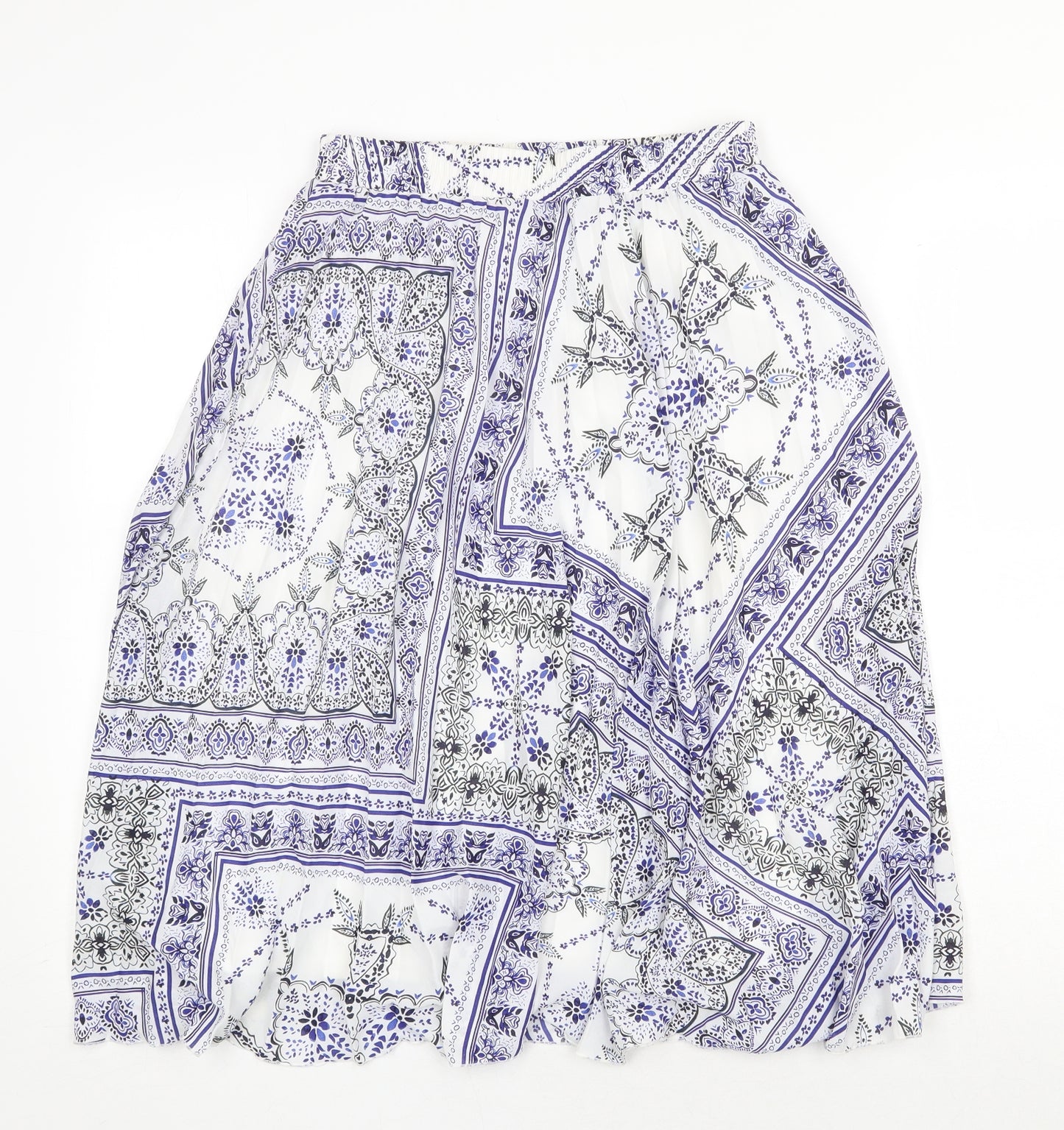 H&M Womens Blue Geometric Polyester A-Line Skirt Size 8