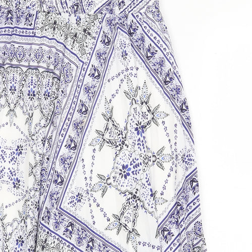 H&M Womens Blue Geometric Polyester A-Line Skirt Size 8
