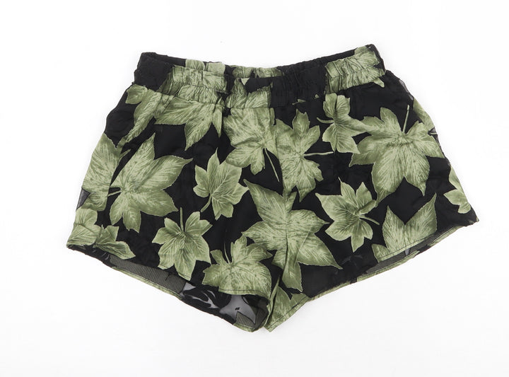 New Look Womens Green Floral Polyester Bermuda Shorts Size 8 Regular Pull On