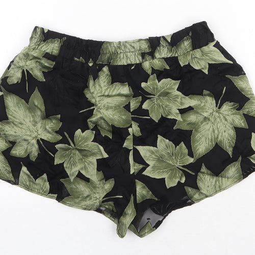 New Look Womens Green Floral Polyester Bermuda Shorts Size 8 Regular Pull On