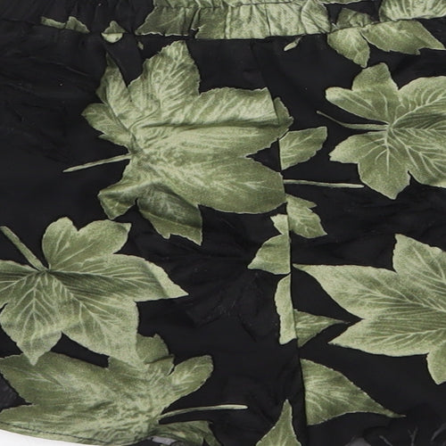 New Look Womens Green Floral Polyester Bermuda Shorts Size 8 Regular Pull On