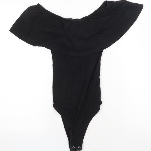 Primark Womens Black Cotton Bodysuit One-Piece Size 4 Snap