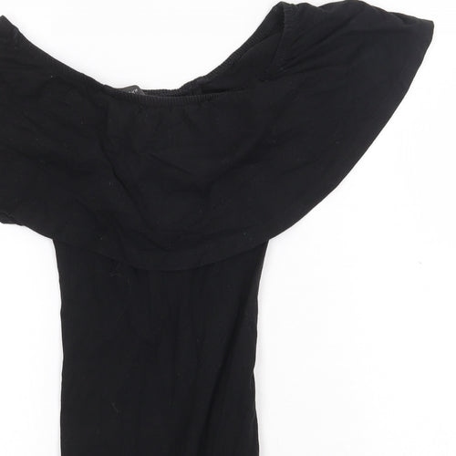 Primark Womens Black Cotton Bodysuit One-Piece Size 4 Snap