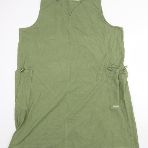 Yampa Womens Green 100% Cotton Tank Dress Size 6 V-Neck Pullover