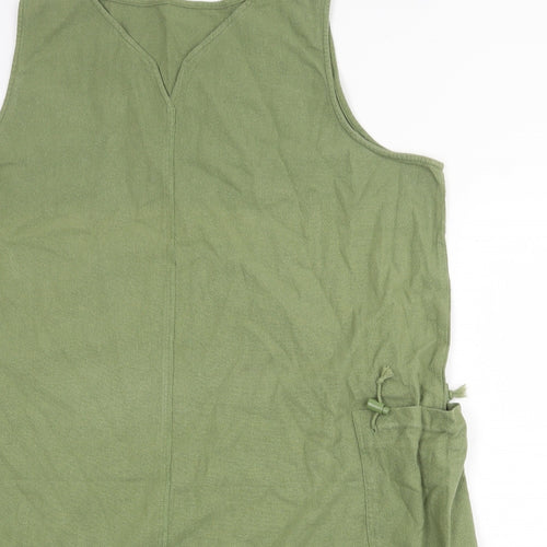Yampa Womens Green 100% Cotton Tank Dress Size 6 V-Neck Pullover