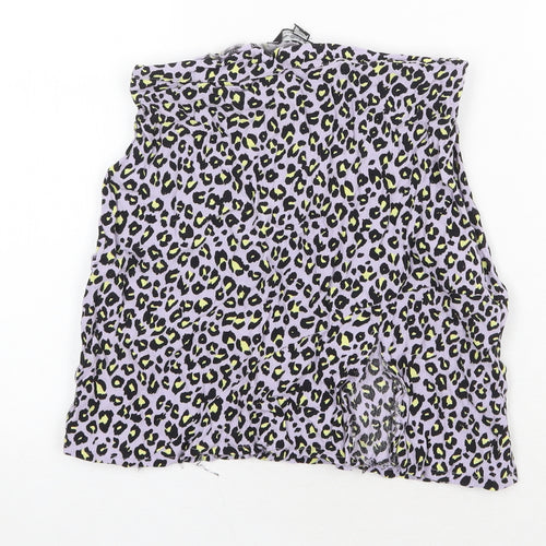 Miss Selfridge Womens Purple Animal Print Polyester Mini Skirt Size 4 Zip - Leopard Print