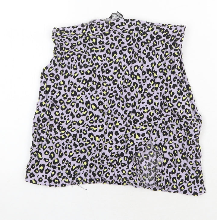 Miss Selfridge Womens Purple Animal Print Polyester Mini Skirt Size 4 Zip - Leopard Print