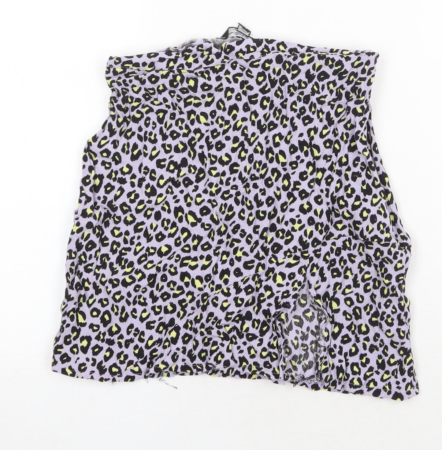 Miss Selfridge Womens Purple Animal Print Polyester Mini Skirt Size 4 Zip - Leopard Print