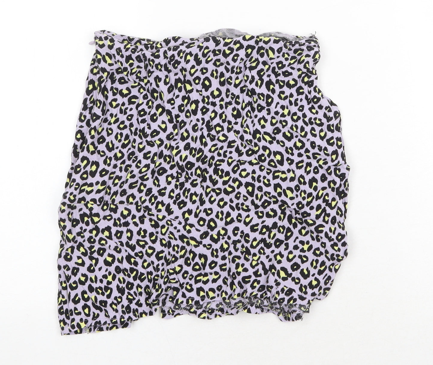 Miss Selfridge Womens Purple Animal Print Polyester Mini Skirt Size 4 Zip - Leopard Print