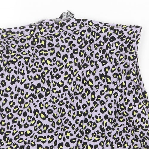 Miss Selfridge Womens Purple Animal Print Polyester Mini Skirt Size 4 Zip - Leopard Print