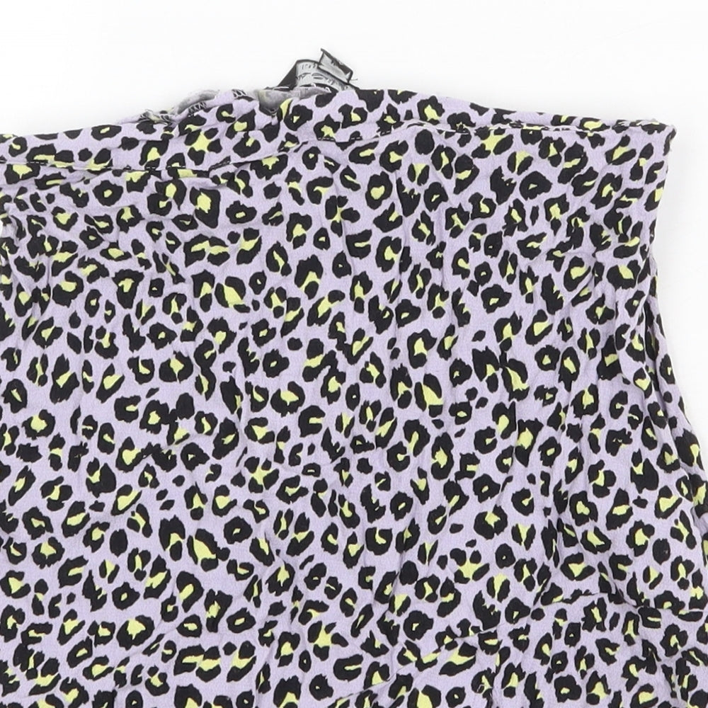 Miss Selfridge Womens Purple Animal Print Polyester Mini Skirt Size 4 Zip - Leopard Print