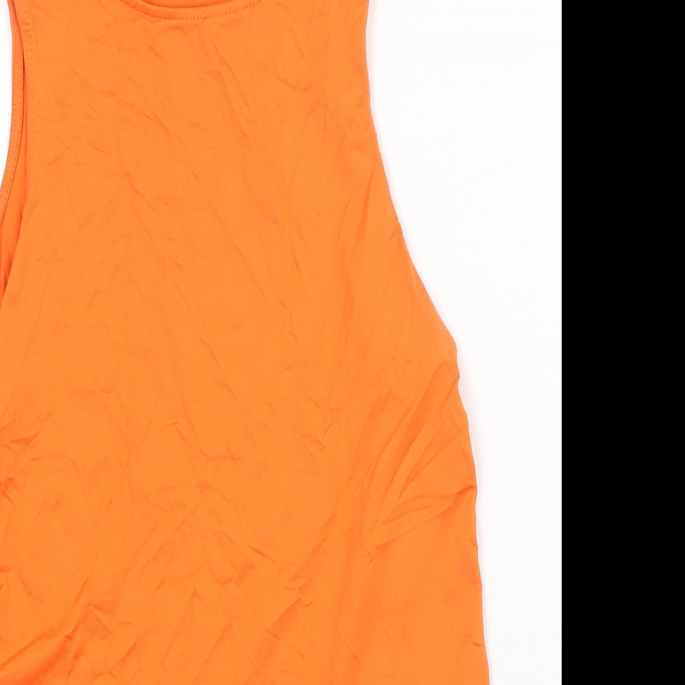 Primark Womens Orange Polyamide Bodysuit One-Piece Size M Snap