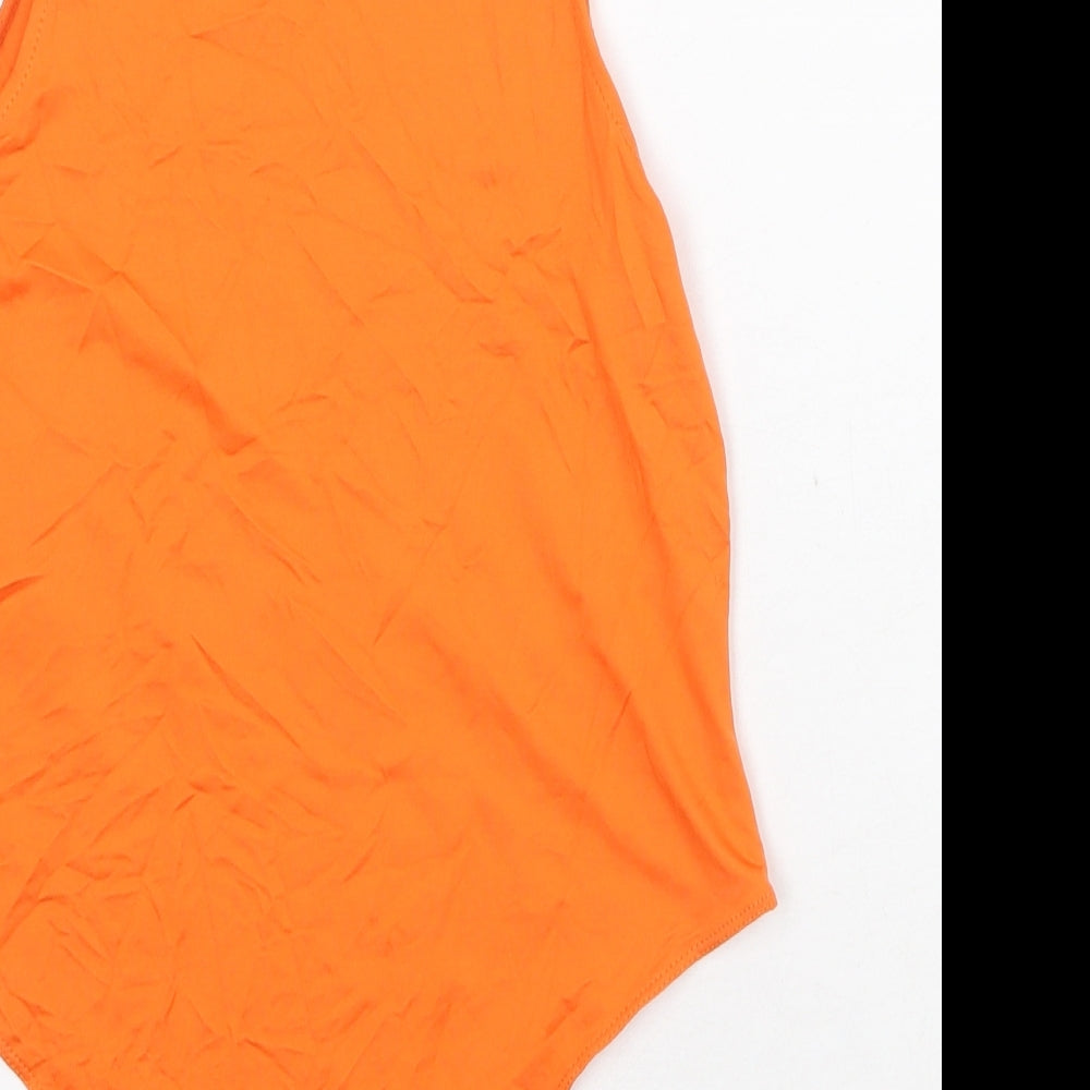 Primark Womens Orange Polyamide Bodysuit One-Piece Size M Snap