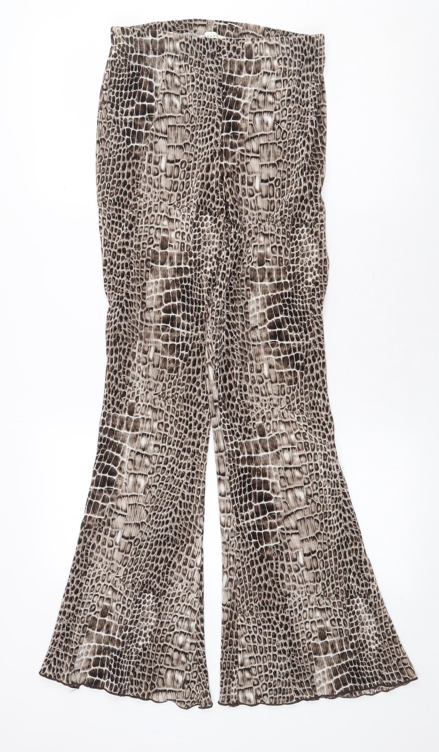 Topshop Womens Brown Animal Print Polyester Trousers Size 10 Regular - Snake Print