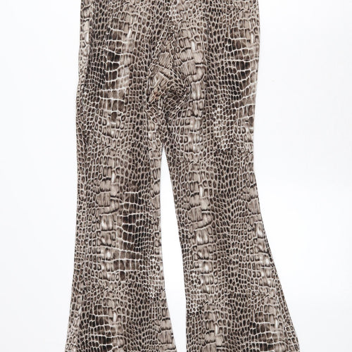Topshop Womens Brown Animal Print Polyester Trousers Size 10 Regular - Snake Print