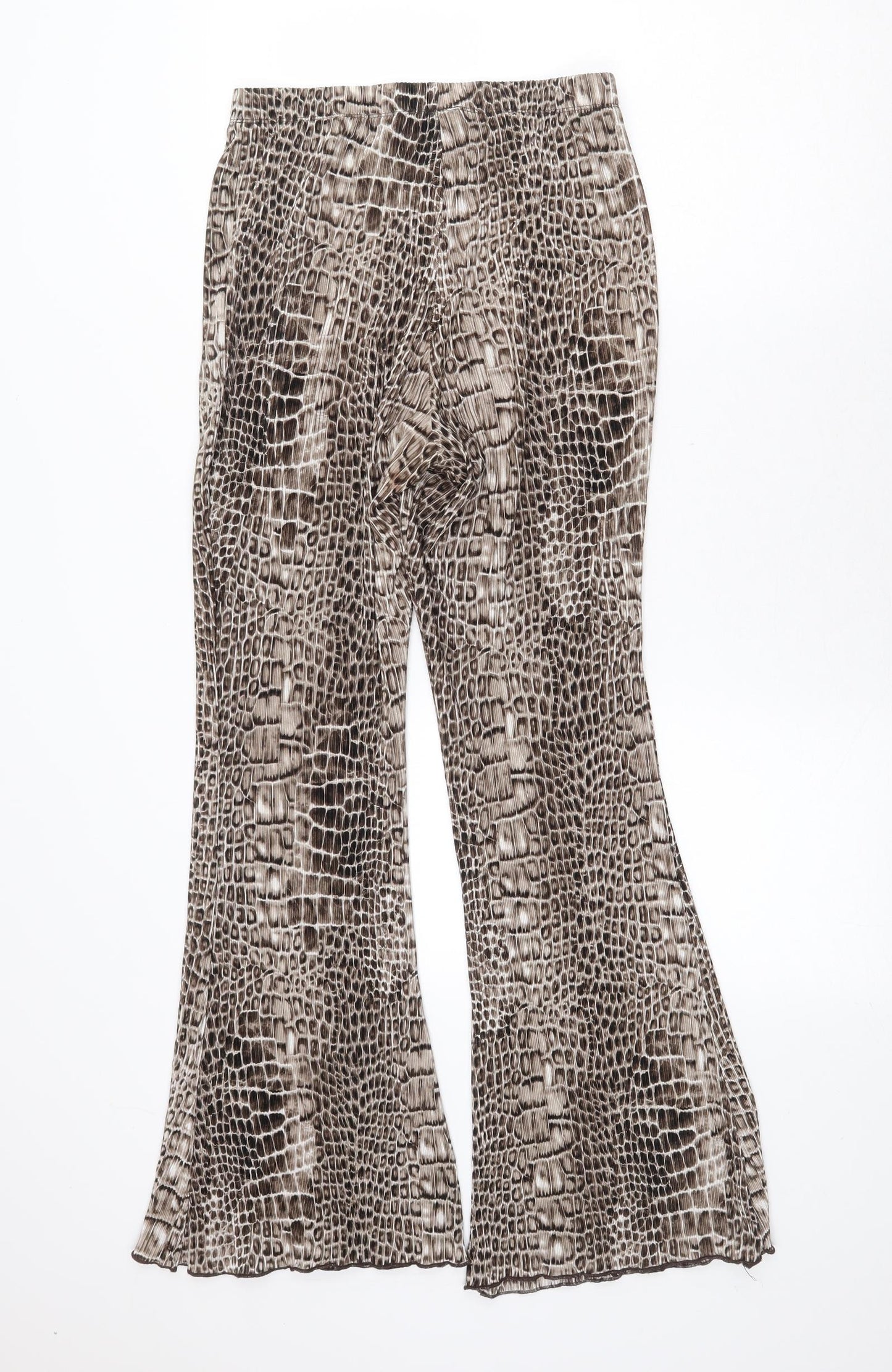Topshop Womens Brown Animal Print Polyester Trousers Size 10 Regular - Snake Print