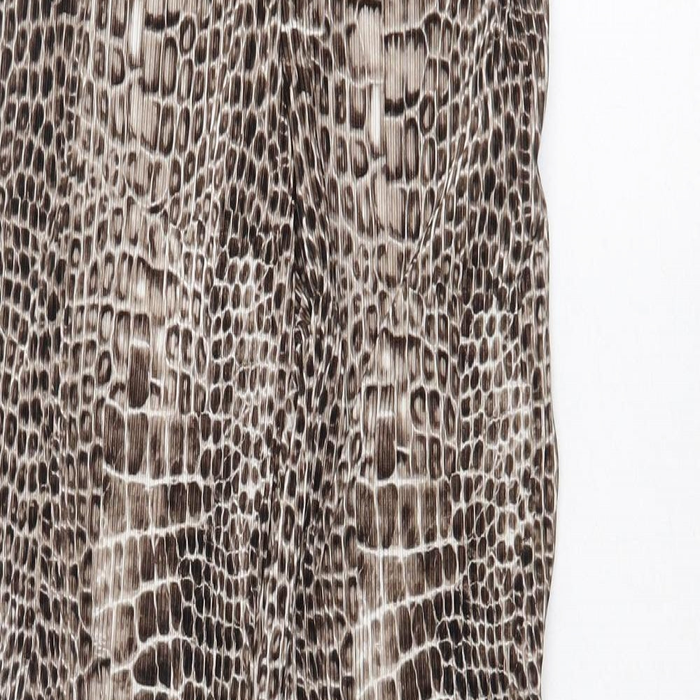 Topshop Womens Brown Animal Print Polyester Trousers Size 10 Regular - Snake Print
