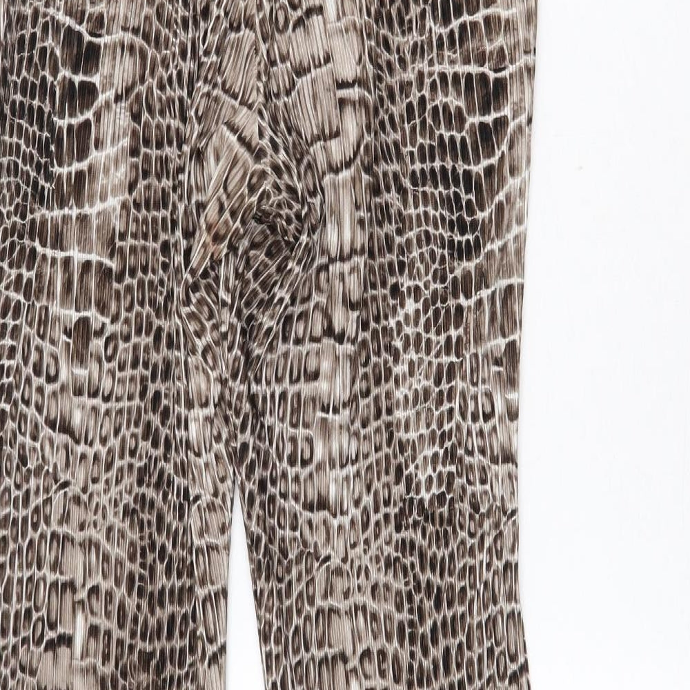 Topshop Womens Brown Animal Print Polyester Trousers Size 10 Regular - Snake Print