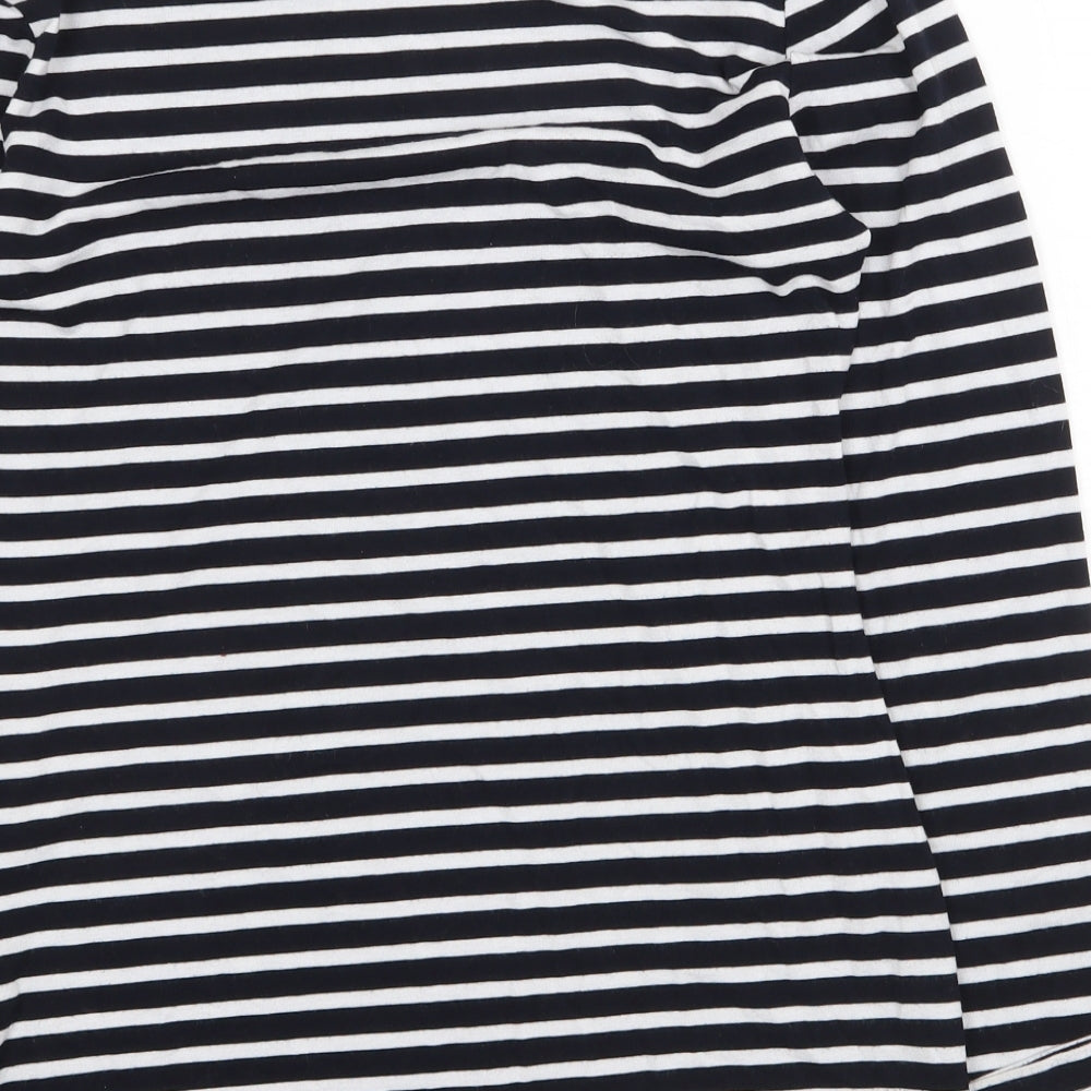 ASOS Womens Blue Striped Polyester Basic Blouse Size 8 Boat Neck