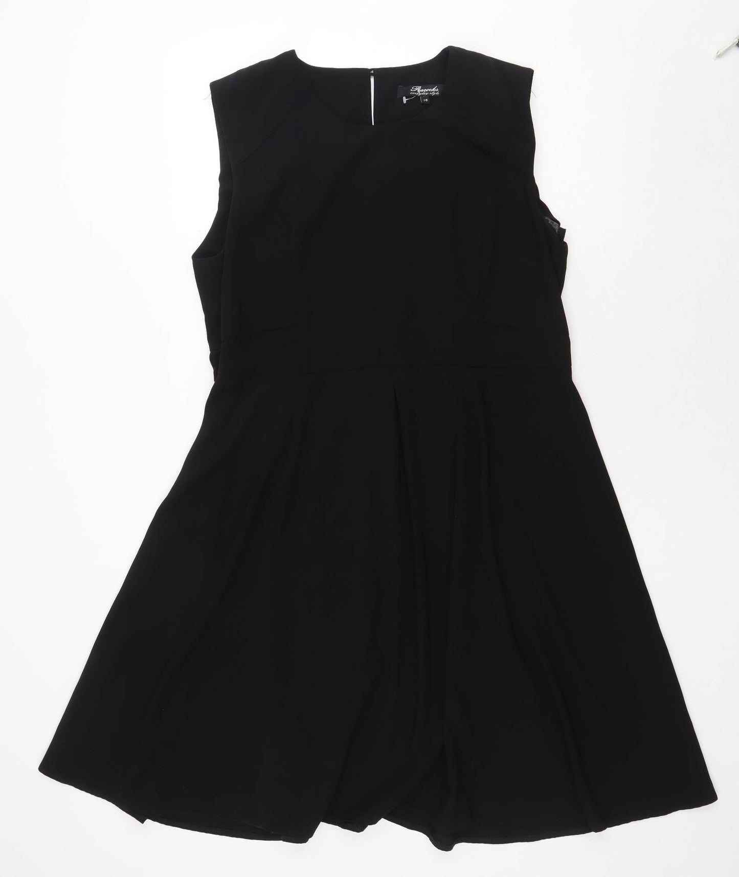 Peacocks Womens Black Polyester Fit & Flare Size 18 Boat Neck Zip
