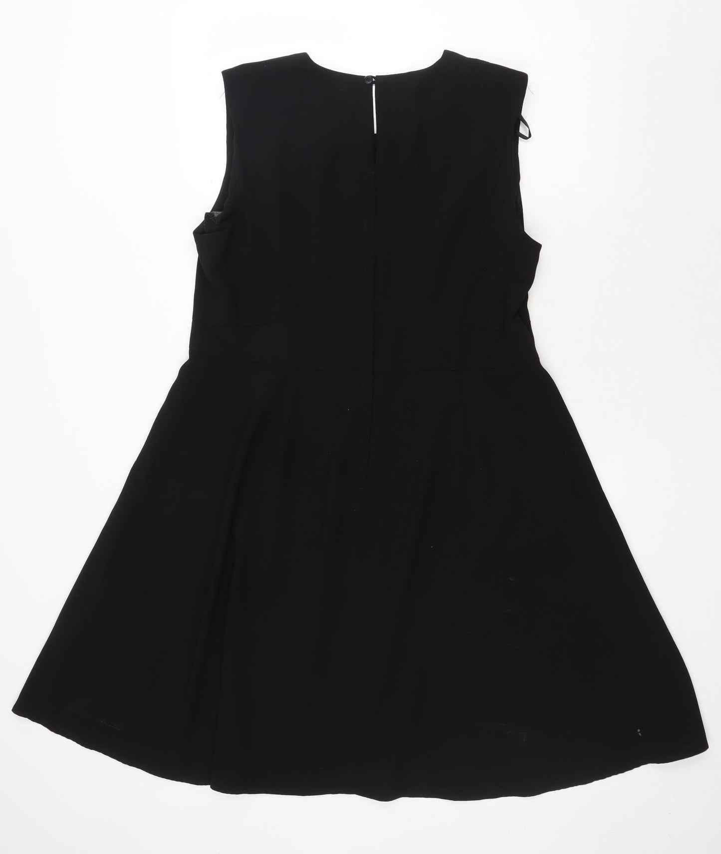Peacocks Womens Black Polyester Fit & Flare Size 18 Boat Neck Zip