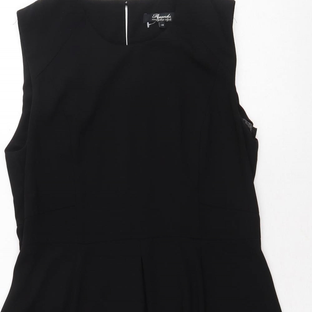 Peacocks Womens Black Polyester Fit & Flare Size 18 Boat Neck Zip