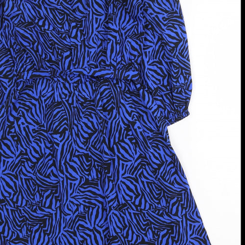 New Look Womens Black Geometric Polyester A-Line Size 8 V-Neck Tie