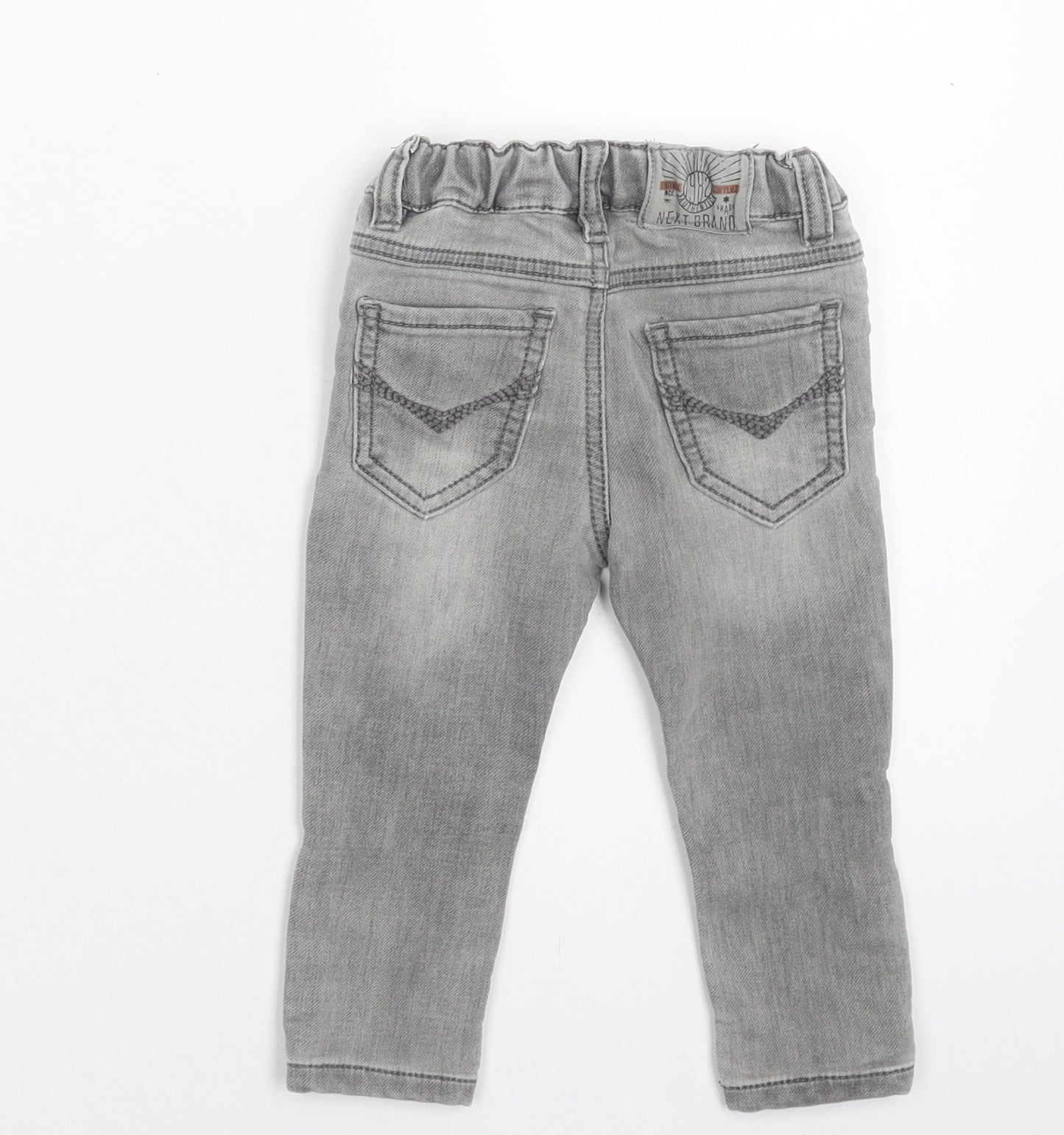 NEXT Boys Grey Cotton Capri Jeans Size 9-12 Months Button